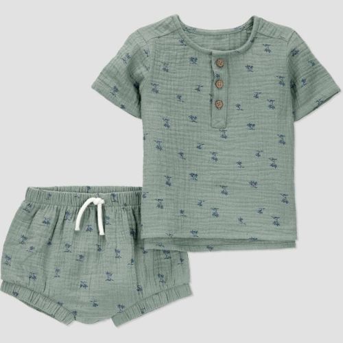 Gauze Scenic Set - Green 0-3m