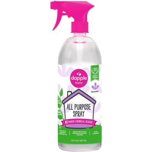 All Purpose Cleaning Spray by Dapple Baby, Lavender, 30 Fl Oz Bottle - Plant Based & Hypoallergenic All Purpose Cleaner Spray for Toys, High Chairs, Swings, Counters - 30 Fl Oz (Pack of 1)