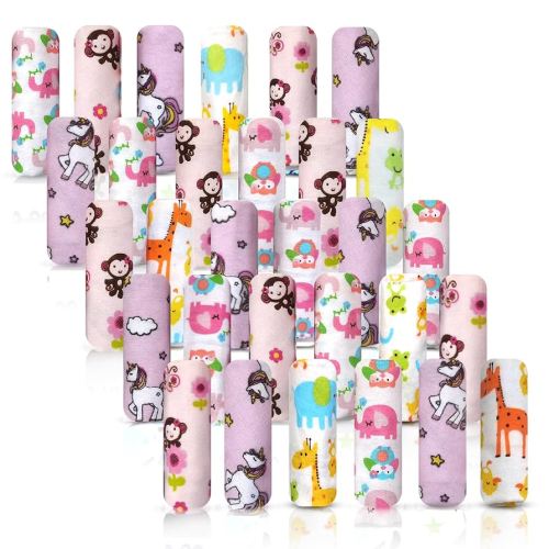 Omilion Baby Washcloth – 30 Pack of Flannel Newborn Washcloths – 100% Cotton - Fun, Colorful Designs – Reusable – Washable – 7x10 Inch Infant Washcloth Set