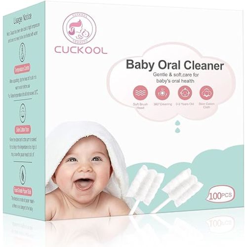 Cuckool [100-Pack] Baby Tongue Cleaner, Baby Oral Cleaner, Upgrade Teeth and Gum Cleaner for Babies and Infants Aged 0-36 Months