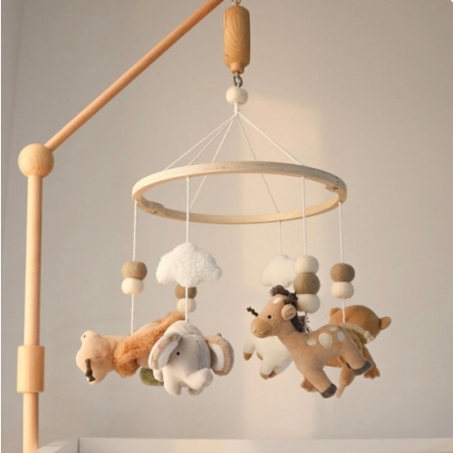Safari Serenity Wooden Crib Musical Mobile