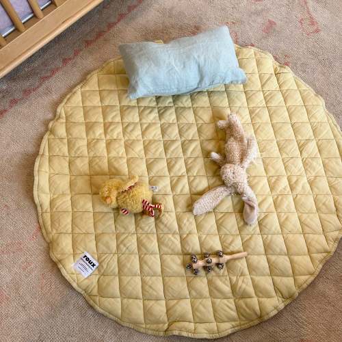 Quilted Linen Play Mat (Mellow Yellow)