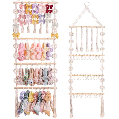 GRDYEAAR Bow Organizer for Girls, Claw Clip Organizer, Bow Hanger for Girls, Baby Girl Nursery Decor, Toddler Hair Accessory Organizer,Hanging Organizer