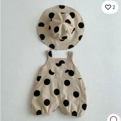 Baby Vintage Polka Dot Overall and Hat Set