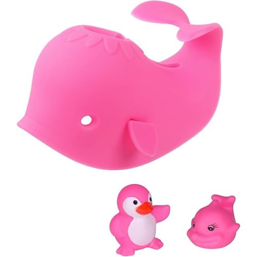 Bath Spout Cover, Faucet Cover Baby Bathroom Tub Faucet Cover Protector for Kids, Bathtub Spout Cover for Baby Kids Toddlers Protection Accessories Baby Safety Universal Bath Silicone Toys Whale Pink