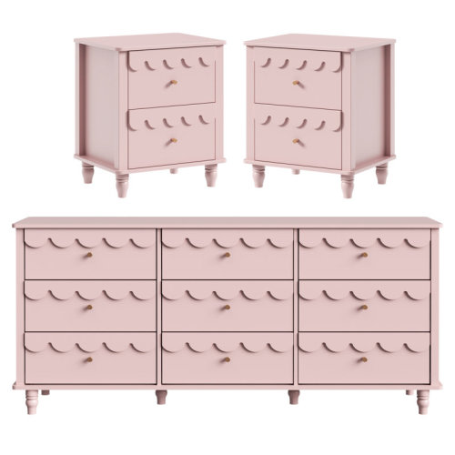 9 Drawer 63.1" W Dresser With 2 Nightstand Bedroom Dresser Set | Wayfair