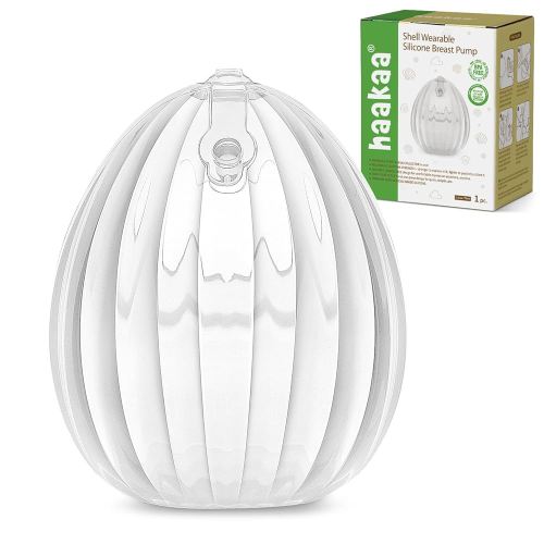 haakaa Shell Breast Pump, Wearable Manual Breast Pump - Hands Free, Passive Silicone Breastmilk Collection for Nursing Mom, Breastfeeding Leak Catcher, 75ml-1 pc