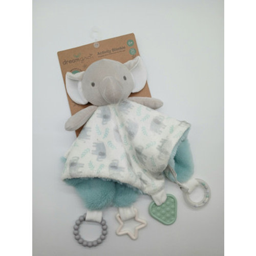 Dream Gro Elephant Lovey Mint Green White Security Blanket Activity Teether NuNu