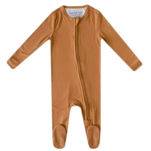 Zip-Up Footie Pajama - Camel (Newborn)