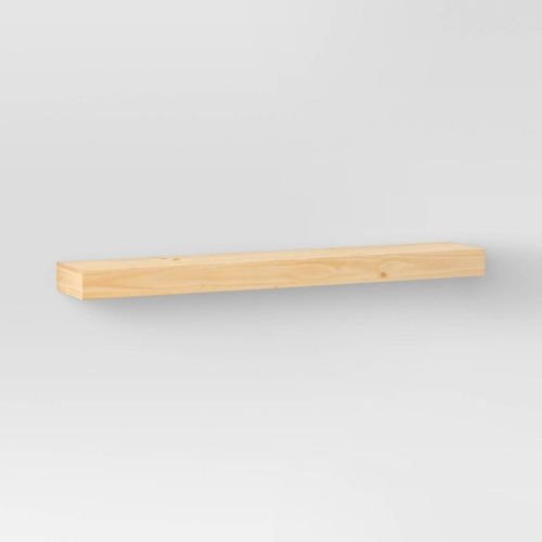 36" Floating Wood Shelf Natural - Threshold™: Modern Storage, Open Shelving, Wall Mount, 33lb Capacity