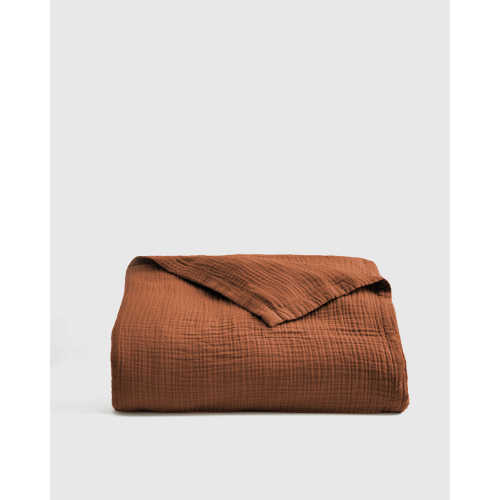Organic Airy Gauze Blanket in Terracotta