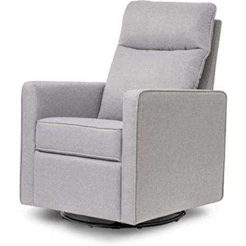DaVinci Gabby Pillowback Swivel Glider in Polyester, Misty Grey, Greenguard Gold & CertiPUR-US Certified