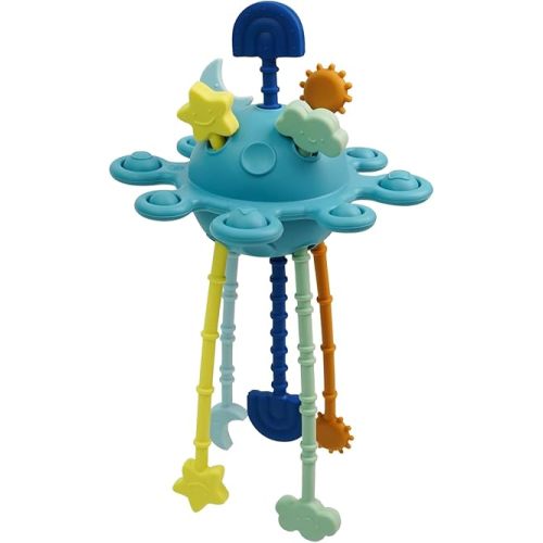 Food Grade Silicone Pull String Baby Toy, Montessori Pull String Sensory Toy for 6-12-18 Months Babies Teething Toys,Toddler Fidget Toys Birthday Gift for Infant/Toddler