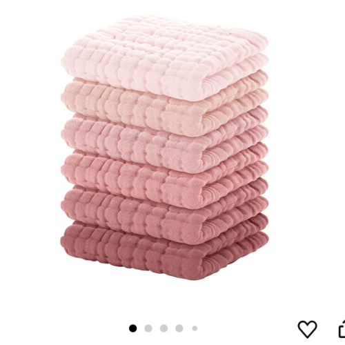 Yoofoss Muslin Baby Washcloths 100% Organic Cotton Face Towels 6 Pack Wash Cloths for Baby 12x12in Soft and Absorbent Baby Wipes (Gradient Pink)