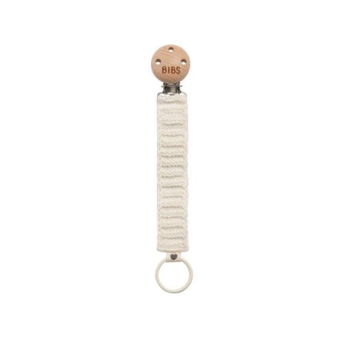 Bibs Knitted Pacifier Clip Newborn and Up - Ivory