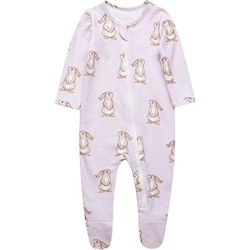 O2 BABY Baby Boys Girls Organic Cotton Zip-Front Sleeper Pajamas, Footed Sleep 'n Play
