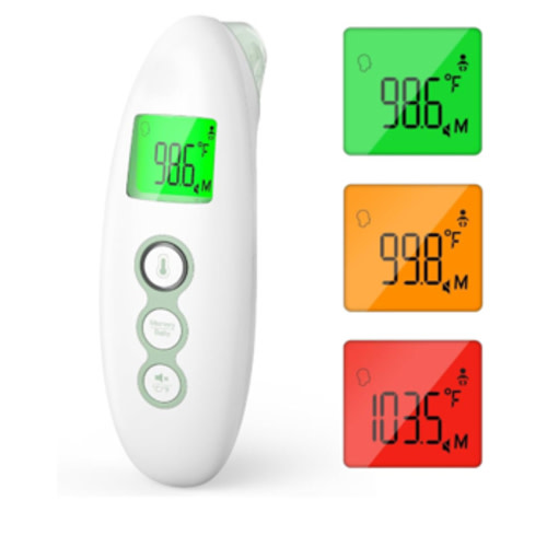 Momcozy Non-Contact Forehead and Ear Thermometer, Digital Infrared Thermometer for Adults and Children, with Child Mode, Fever Alarm Function, Mute and Memory Functions, Fast and Accurate Measurement