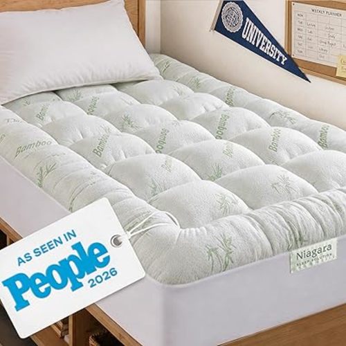 Niagara Sleep Solution Ultra Soft Twin XL Size Mattress Topper - Rayon Derived from Bamboo Pillow Top Mattress Pad for Back Pain Relief - Naturally Cooling for Hot Sleepers, Green