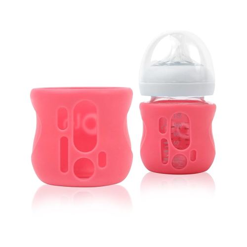 Olababy Silicone Sleeve for Avent Natural Glass Baby Bottles (4 oz, Pink)