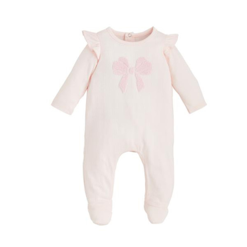 Ruffle Bow Baby Sleeper | Pink Bow Sleeper 0-3 Months | Mud Pie