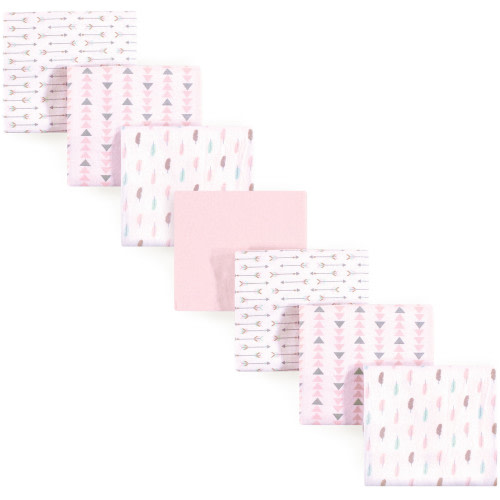 Luvable Friends Cotton Flannel Receiving Blankets, Girl Feathers 7-Pack