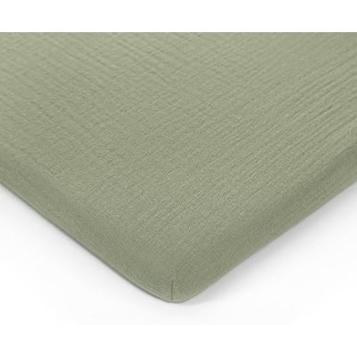 Comfy Cubs Muslin Bassinet Sheet - 100% Soft Cotton Fabric, Breathable & Gentle for Baby’s Sensitive Skin - Universal Fit with Secure Elastic Edging, Gift-Ready Packaging - Sage