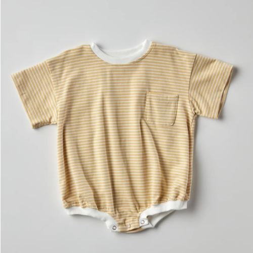 Cory Pocket Romper in Yellow Stripes | Baby and Toddler | WinnieandCrew.com – Winnie + Crew
