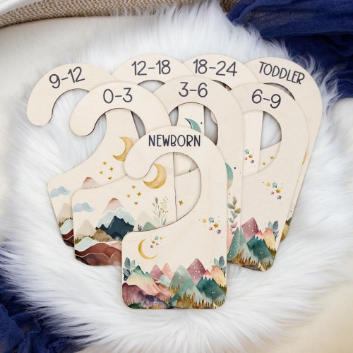 Boho Mountain Clothing Dividers, Mountains Baby Clothing Divider, Wood Wardrobe Divider, Nursery Closet Divider, Adventure Nursery Theme M33