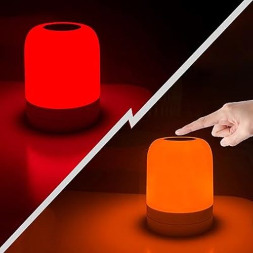 Amber & Red Sleep Aid Night Light Dimmable 2-in-1, Blue Light Blocking, 670nm, Rechargeable Night Lamp for Bedroom, Relaxation, Meditation, Yoga,Travel(1-Pack)