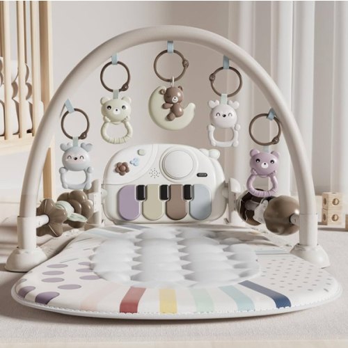 Baby Play Mat Baby Toys,Baby Gym Tummy Time Play Piano Activity Mat with 5 Infant Sensory Toys,Music & Light Infant Newborn Gifts for Babies Toddlers 0-3 6-9 11 12 Months.