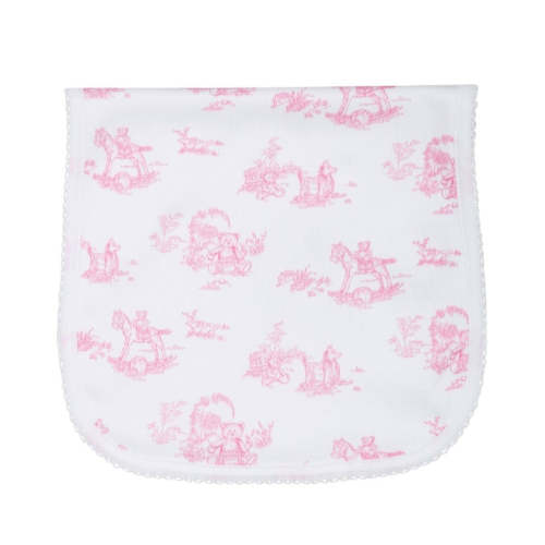 Pink Teddy Bear Toile Burp Cloth