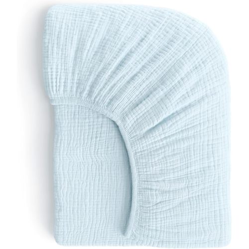 Muslin Crib Sheets, 100% Organic Cotton, Breathable and Ultra-Soft, Standard Crib Sheet Mattress (28"x 52") for Girls and Boys, Neutral Fitted Baby Crib Sheet (Light Blue)