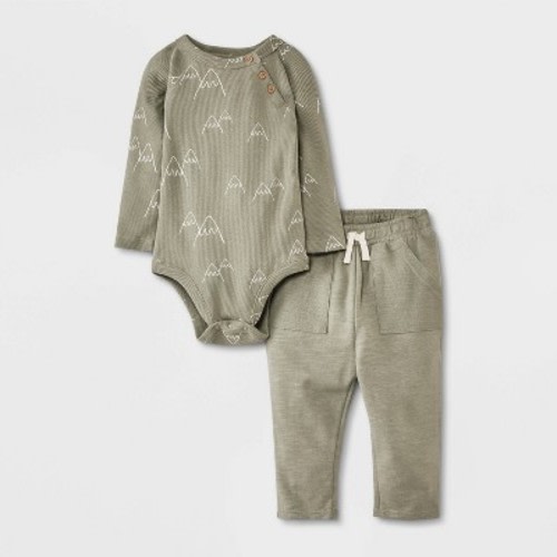 Grayson Mini Baby Boys' Raglan Top & Bottom Set - Green, Size: Infant3-6M