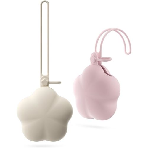 Pacifier Holder Case, Portable Pacifier Storage Case, Flower Shape, 100% Food Grade Silicone Binky Holder for Baby Girls,BPA Free, 2Pcs