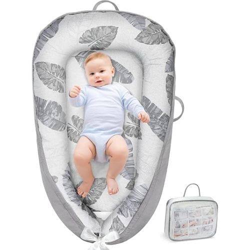 URMYWO Baby Lounger - Baby Lounger For Newborn, Breathable & Soft Baby Nest Cover Co Sleeping for baby 0-24 Months, Babies Essentials Gifts, Portable Infant Lounger Baby Floor Seat for Home and Travel