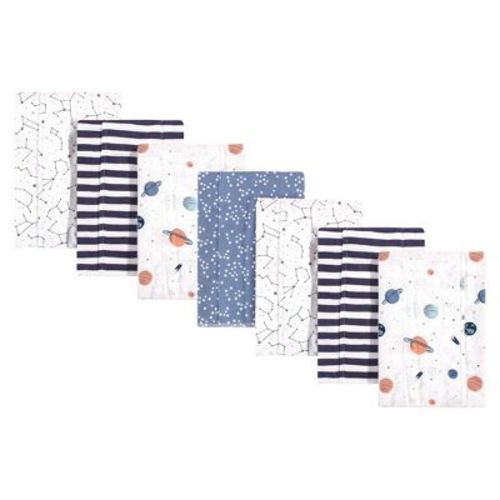 Space - Hudson Baby Infant Boy Cotton Flannel Burp Cloths 7pk, Space, One Size