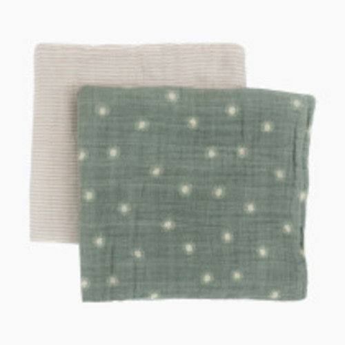 Little Unicorn Organic Cotton Muslin Swaddle Blanket 2 Pack - Sage Suns, Large