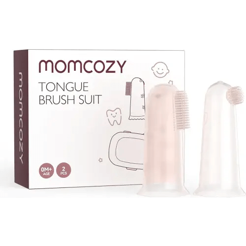 Momcozy Silicone Finger Toothbrush for Baby, Baby Finger Toothbrush for Training Teething, Infant Toothbrush, Toddler Toothbrush Baby Oral Cleaner, 2 Pcs