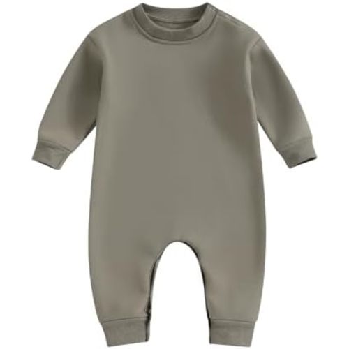 Newborn Baby Boy Girl Fleece Romper Jumpsuit Solid Color Long Sleeve Thick Sweater Onesie Warm Winter Outfit Clothes