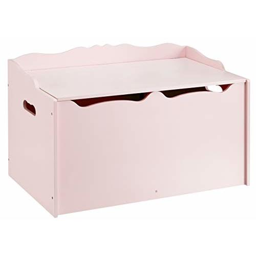 Amazon Basics Kids Toy Box, Wooden Organizer Storage Chest, Pink, 30" x 18" x 19"