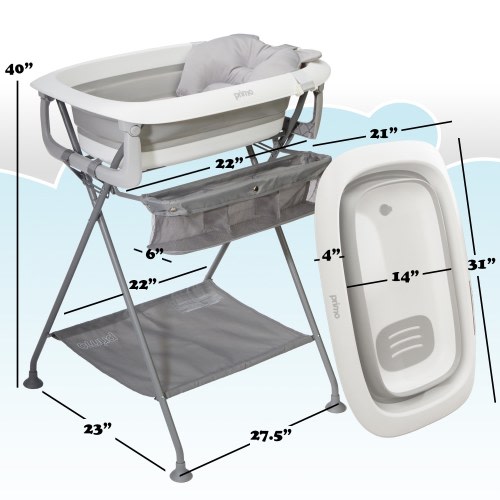 SquishSplash Collapsible Baby Bath and Folding Stand - Gray