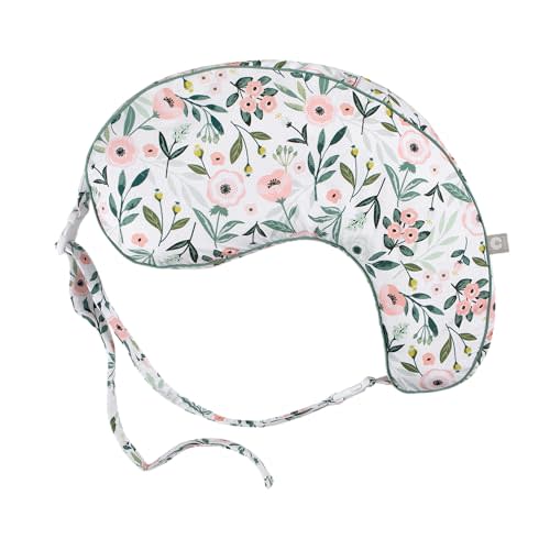 Boppy Uplift Nursing Pillow - Wedge Bottle & Breastfeeding Pillow to Reduce Spit-Up and Reflux Symptoms, with Body-Inclusive Opening and Belt, Baby Safety Alliance Verified - Pink Garden Flowers