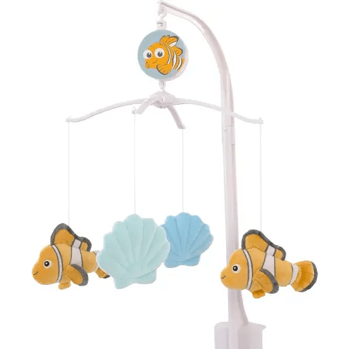 Disney Finding Nemo Cutest Little Catch Light Blue, and Orange Plush Nemo and Seashells Musical Mobile