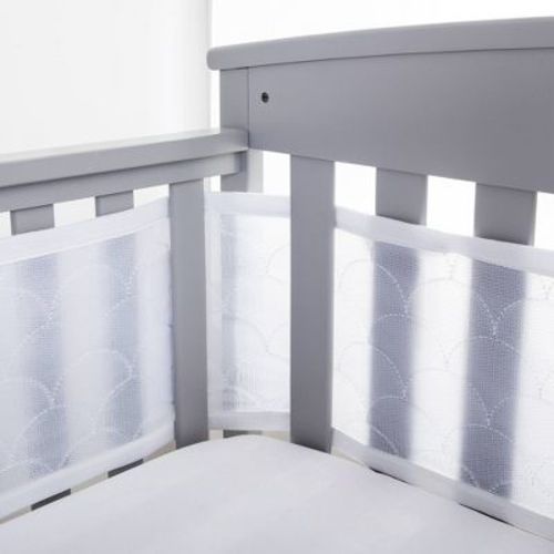 BreathableBaby Breathable Mesh Crib Liner - Deluxe Sheer Quilted Collection - Scallops