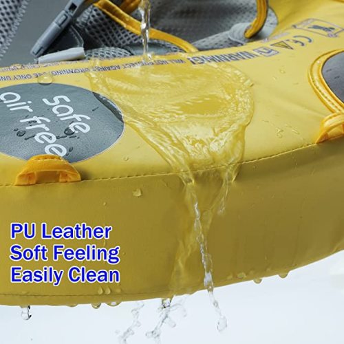 Preself Upgraded Baby Float Non-Inflatable Mambobaby Swim Ring, Infant Soft Solid Swimming Trainer, Baby Pool Float with Removable UPF 50+ UV Sun Protection Canopy - Yellow Ladybug