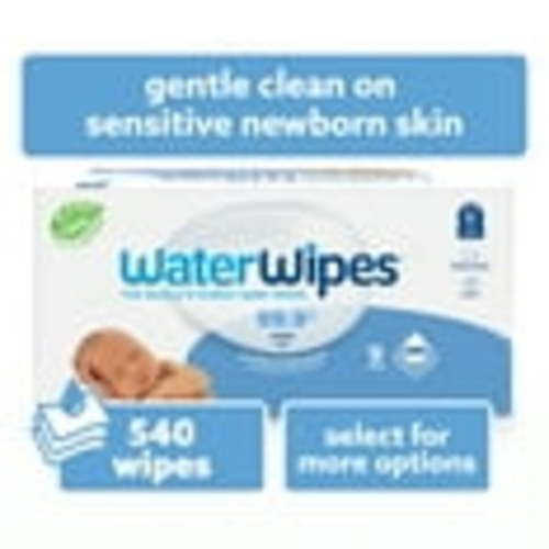 WaterWipes Non-Fragrance Baby Wipes, 99.9% Water Based, 9 Packs (540 Wipes), Unscented