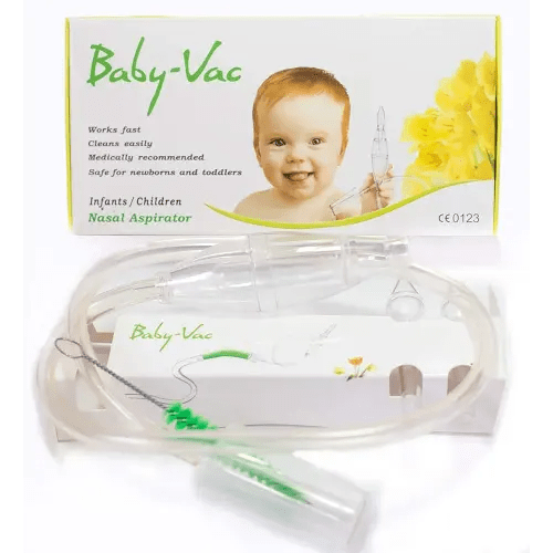 Clinically Tested Baby Nasal Aspirator - Vacuum-Powered Nose Sucker with Suction Head & Cleaning Brush for Safe and Gentle Relief