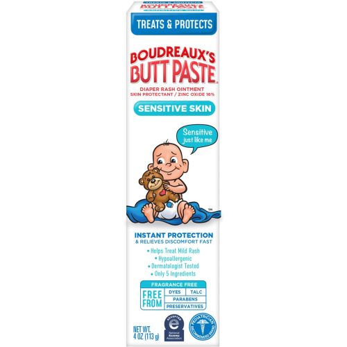 Boudreaux's Butt Paste for Sensitive Skin Diaper Rash Cream, Ointment for Baby, 4 oz Tube