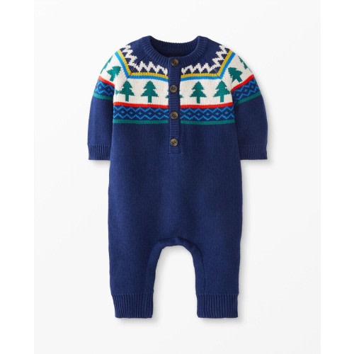 Baby Holiday Romper In Combed Cotton
