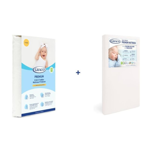 Graco Premium Crib Mattress & Protector Value Bundle (1-Pack) – Includes GREENGUARD Gold Certified Crib & Toddler Mattress, GREENGUARD Gold Certified Waterproof Protector